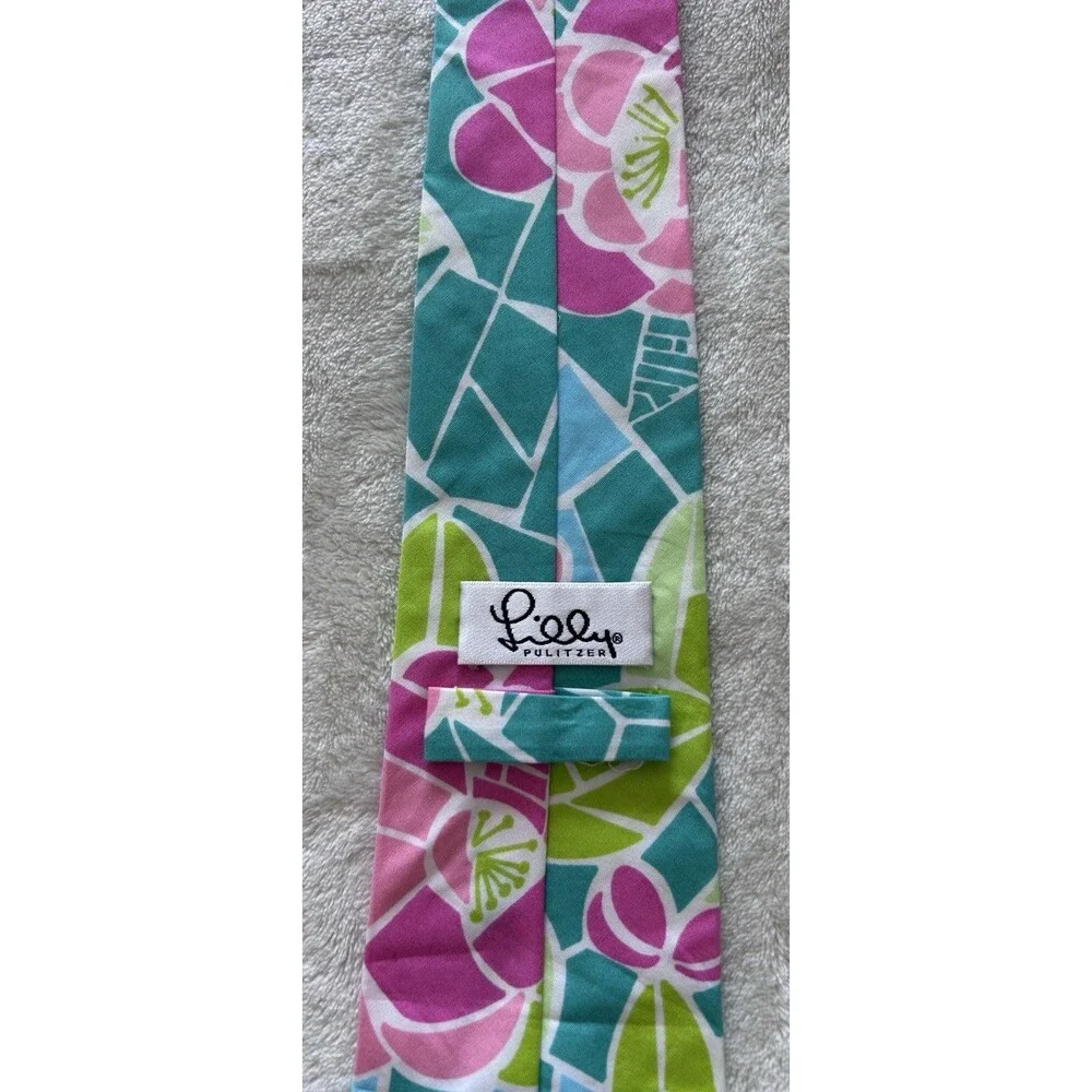 Lilly Pulitzer Necktie Mens Colorful Print Mosaic Pastel Colors